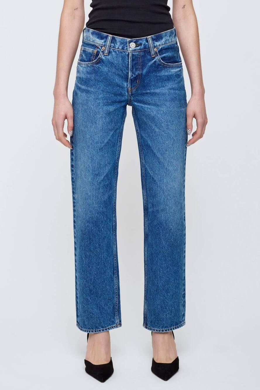 NEW MOUSSY women's philadelphia low straight jean in blue